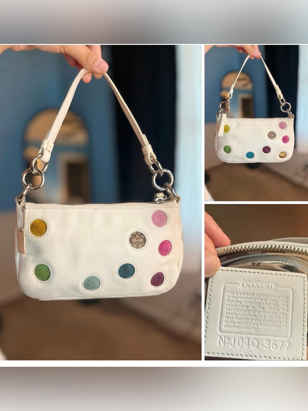Coach Custom Vintage Demi Mini White Y2K Leather Shoulder  Bag